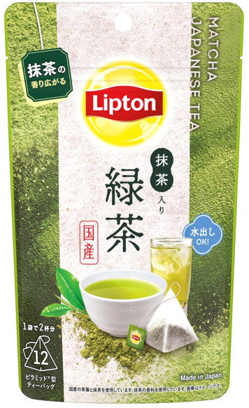 リプトン 抹茶入り緑茶 ティーバッグ 12袋のパッケージ