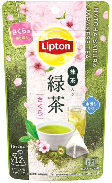 リプトン 抹茶入り緑茶 さくら ティーバッグ 12袋のパッケージ